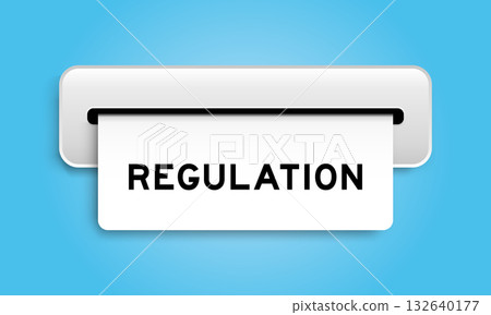 White coupon banner with word regulation from machine on blue color background 132640177