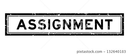 Grunge black assignment word square rubber seal stamp on white bacckground 132640183
