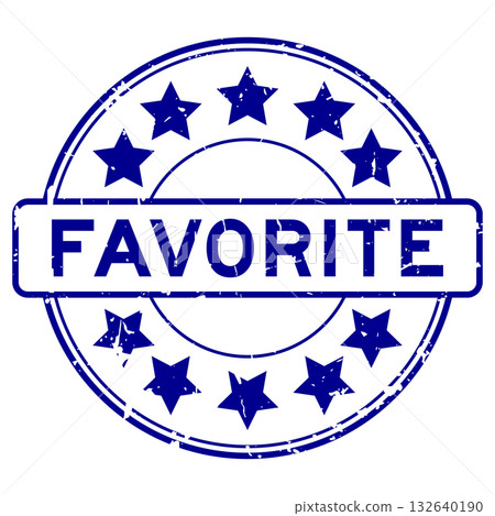 Grunge blue favorite word with star icon round rubber seal stamp on white background Grunge blue favorite word with star icon round rubber seal stamp on white background 132640190