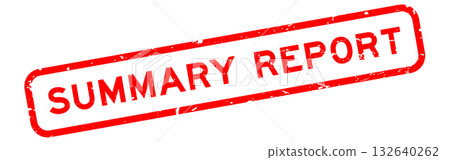 Grunge red summary report word rubber square seal stamp on white background 132640262