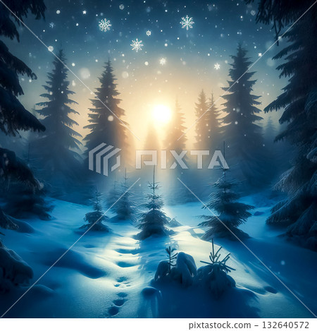 you are my snowy road going through a snowy forest in the rays of the setting sun 132640572