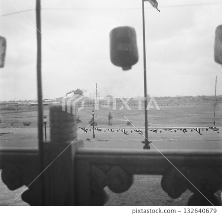 Old photo, 1939, Republic of China, during the Sino-Japanese War. View from the Shanghai Municipal Government Building (now Shanghai University of Sport) in Shanghai. 132640679