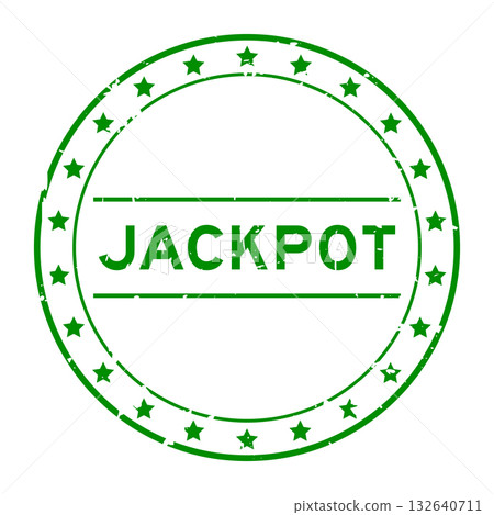 Grunge green jackpot word round rubber seal stamp on white background 132640711