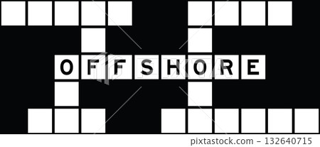 Alphabet letter in word offshore on crossword puzzle background Alphabet letter in word offshore on crossword puzzle background 132640715