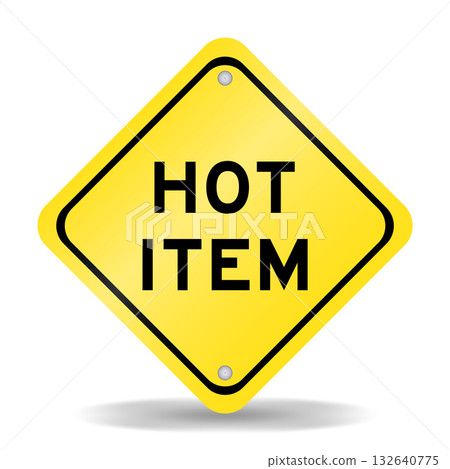Yellow color transportation sign with word hot item on white background Yellow color transportation sign with word hot item on white background 132640775
