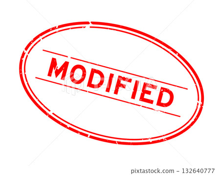 Grunge red modified word oval rubber seal stamp on white background 132640777
