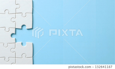 Missing puzzle piece on blue background. Missing puzzle piece on blue background. 132641187