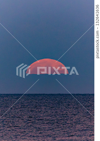 The red moon rising over the horizon of Okhotsk 132641636