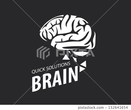 Vector logo with hand-drawn brain 132641654