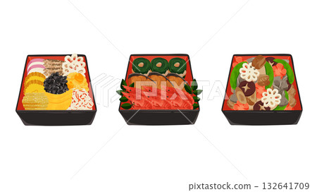 一組三件新年餐具,裝在多層盒子裡——水彩風格手繪向量圖 一組三件新年餐具,裝在多層盒子裡——水彩風格手繪向量圖 132641709