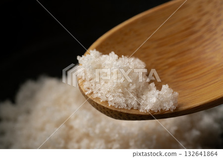 Close-up of seaweed salt on a spoon Close-up of seaweed salt on a spoon 132641864