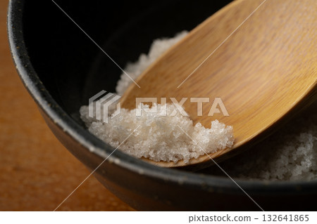 Close-up of seaweed salt on a spoon Close-up of seaweed salt on a spoon 132641865