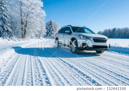冬季駕駛、積雪路面、冷凍路面 132642100