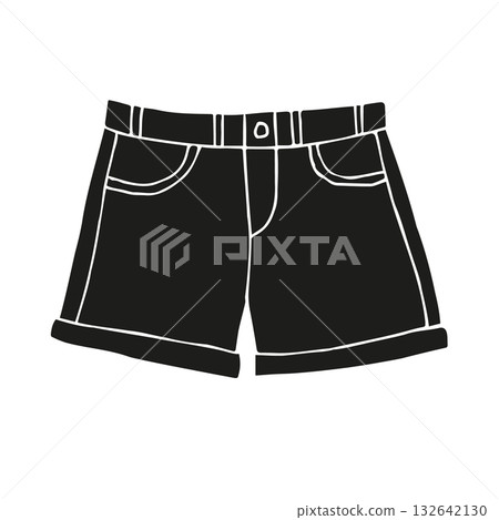 Vector hand drawn sketch doodle jeans shorts Vector hand drawn sketch doodle jeans shorts 132642130