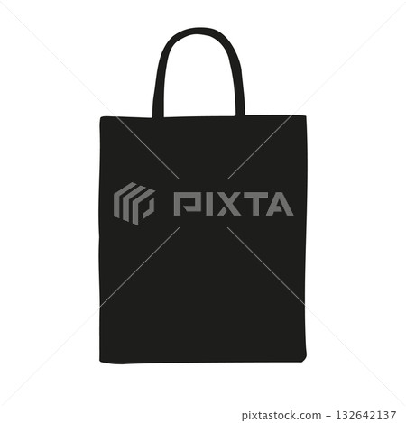 Vector hand drawn craft bag silhouette Vector hand drawn craft bag silhouette 132642137