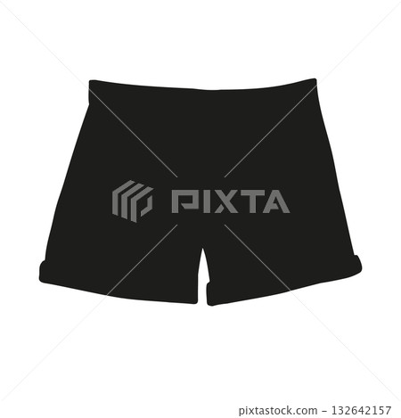 Vector hand drawn jeans shorts silhouette Vector hand drawn jeans shorts silhouette 132642157