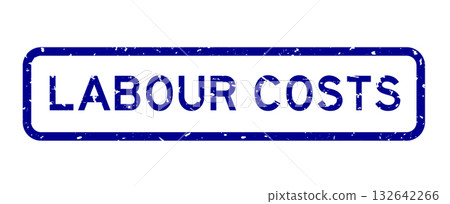 Grunge blue labour costs word square rubber seal stamp on white background 132642266