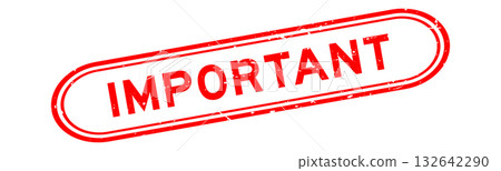 Grunge red important word rubber seal stamp on white background 132642290