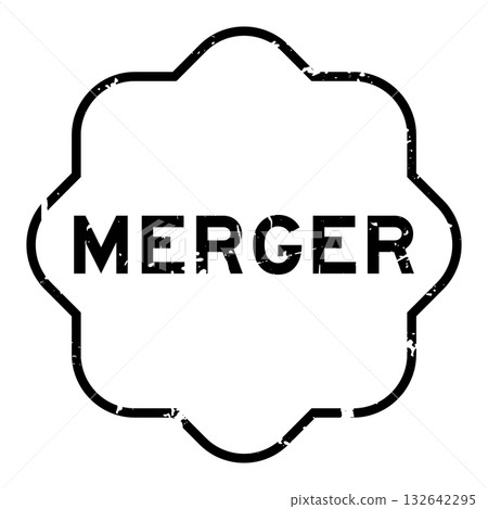 Grunge black merger word square rubber seal stamp on white background Grunge black merger word square rubber seal stamp on white background 132642295