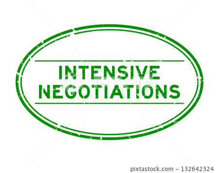 Grunge green intensive negotiations word oval rubber seal stamp on white background Grunge green intensive negotiations word oval rubber seal stamp on white background 132642324