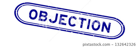 Grunge blue objection word rubber seal stamp on white background 132642326