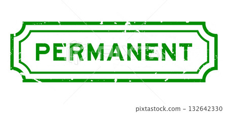 Grunge green permanent word square rubber stamp on white background 132642330