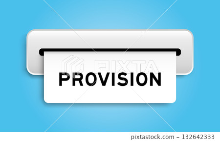 White coupon banner with word provision from machine on blue color background White coupon banner with word provision from machine on blue color background 132642333