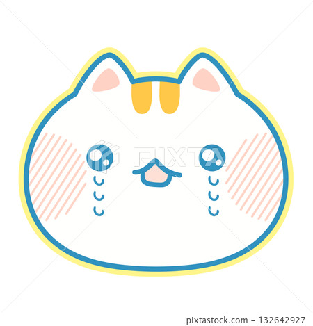 一隻哭泣的貓的可愛插圖 132642927