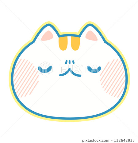 一隻沉思的貓的可愛插圖 132642933