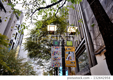 Stylish street lights on Ginza Namiki-dori Stylish street lights on Ginza Namiki-dori 132642958