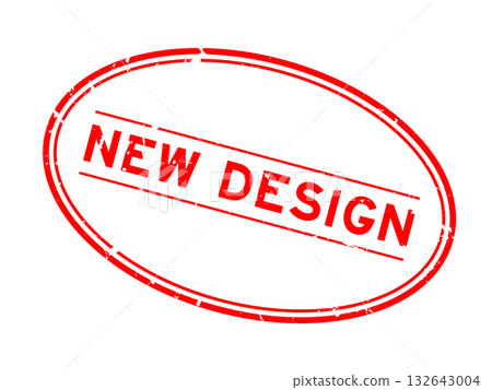 Grunge red new design word oval rubber seal stamp on white background 132643004