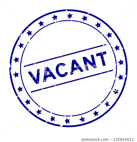 Grunge blue vacant word round rubber seal stamp on white background Grunge blue vacant word round rubber seal stamp on white background 132643012