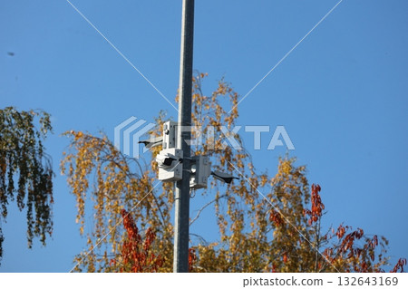 Pole with a camera on top of it 132643169