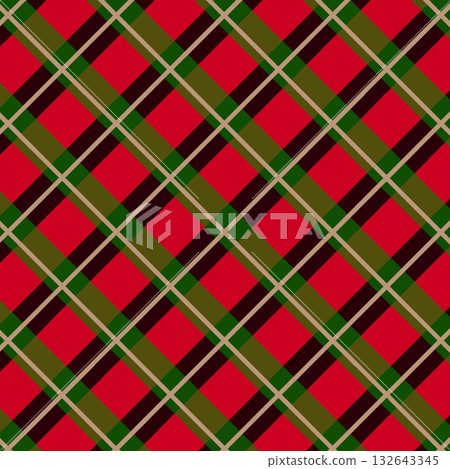 Classic tartan check pattern background material in red and green with beautiful diagonal lines 132643345