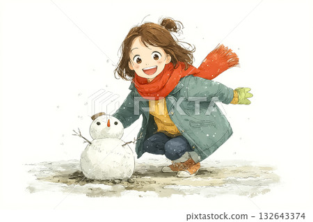 美優系列：美優堆雪人的冬日場景 132643374