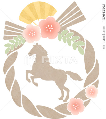 示米輪梅粉紅駿馬剪影 示米輪梅粉紅駿馬剪影 132643398