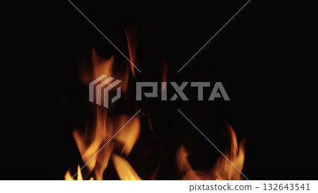 fire flames of campfire over black background, for overlay fire flames of campfire over black background, for overlay 132643541