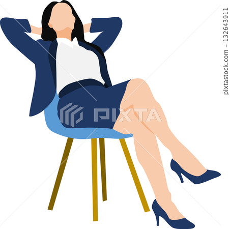 一位女商人坐在椅子上打盹的插圖 132643911