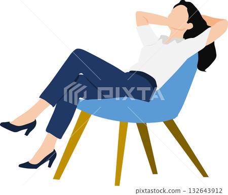 一位女商人坐在椅子上打盹的插圖 一位女商人坐在椅子上打盹的插圖 132643912