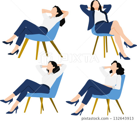 一位女商人坐在椅子上打盹的插圖 一位女商人坐在椅子上打盹的插圖 132643913