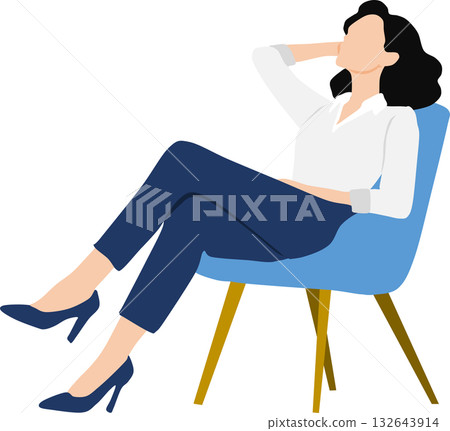 一位女商人坐在椅子上打盹的插圖 一位女商人坐在椅子上打盹的插圖 132643914