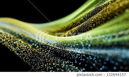 Photon Stream / Yellow and blue dynamic light particles 132644157