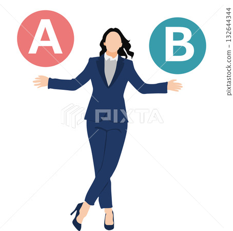 一位女商人正在選擇哪個方案比較好。 132644344