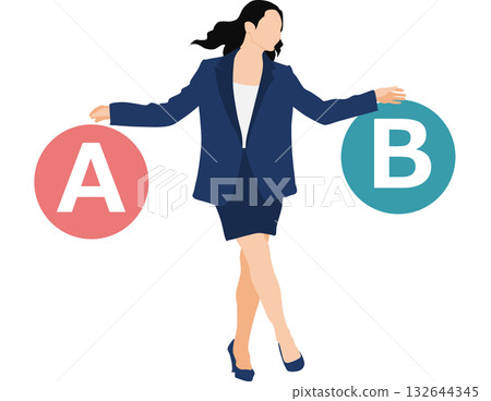 一位女商人正在選擇哪個方案比較好。 132644345