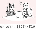 A businessman who can't take meeting minutes well and his colleague's cat 132644519