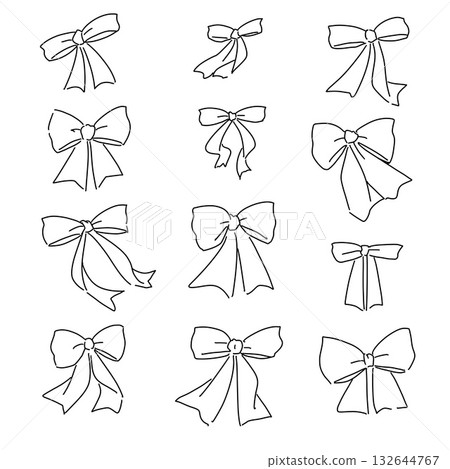 Cute ribbon illustration material set 132644767
