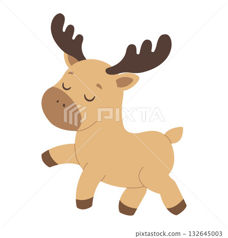 Cute deer. Isolated background. Flat style vector illustration Cute deer. Isolated background. Flat style vector illustration 132645003