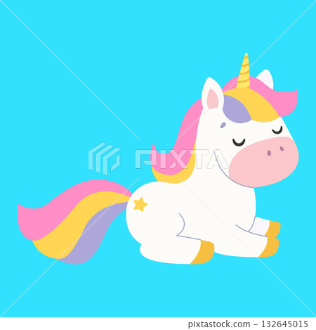Cute unicorn. Isolated background. Flat style vector illustration 132645015