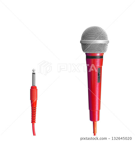 Red corded karaoke microphone Red corded karaoke microphone 132645020