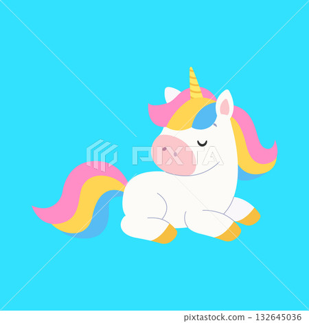 Cute unicorn. Isolated background. Flat style vector illustration Cute unicorn. Isolated background. Flat style vector illustration 132645036